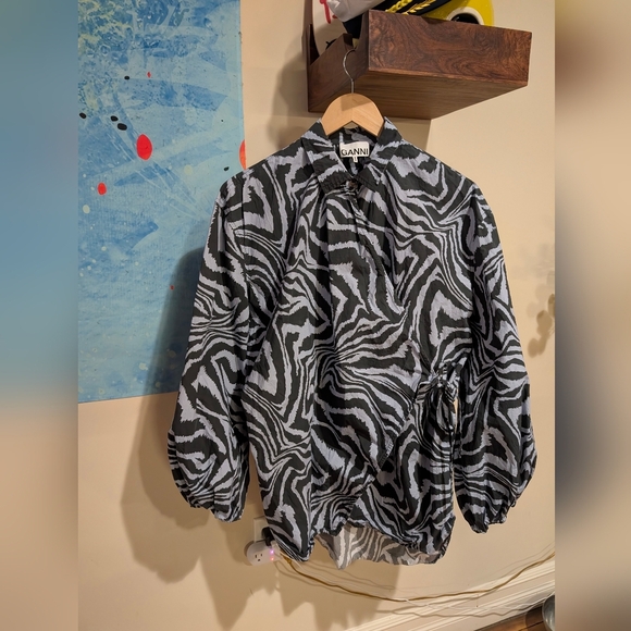 Ganni Zebra Print Wrap Blouse - Picture 4 of 7